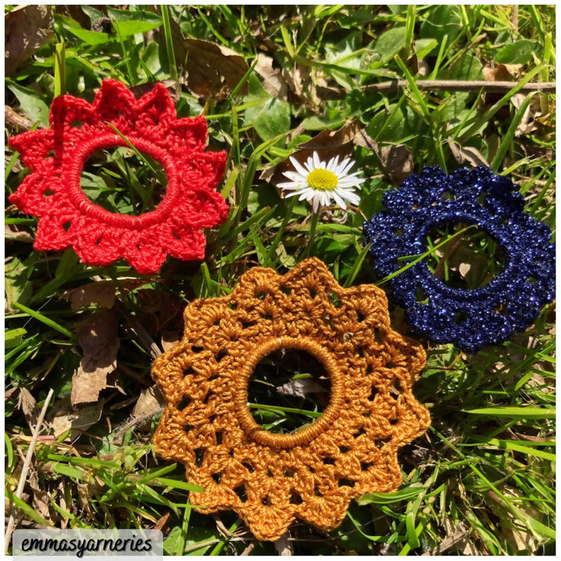 3 hæklede scrunchies