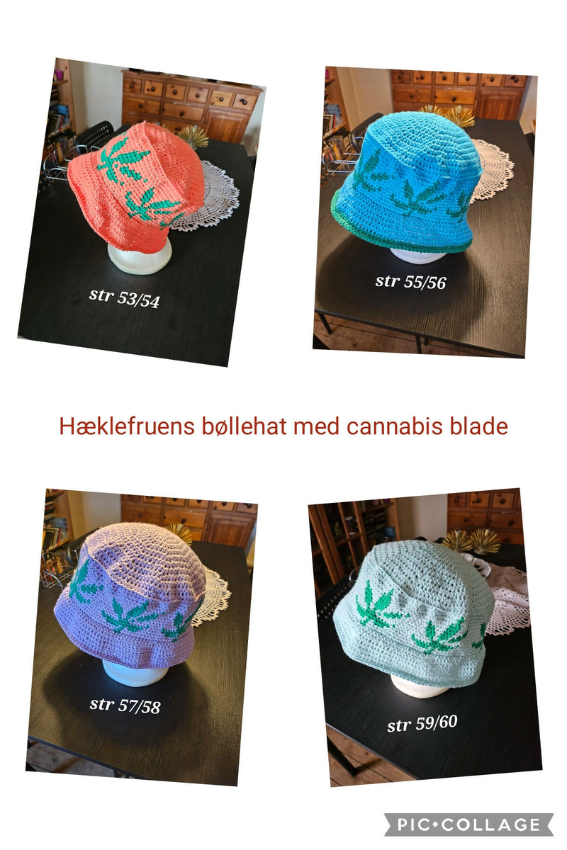 Hæklefruens bøllehat med cannabisblade